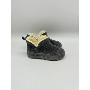 Zizor Womens Grey Faux Felt Faux Fur Lined Moccasin Slipper Booties Size 8